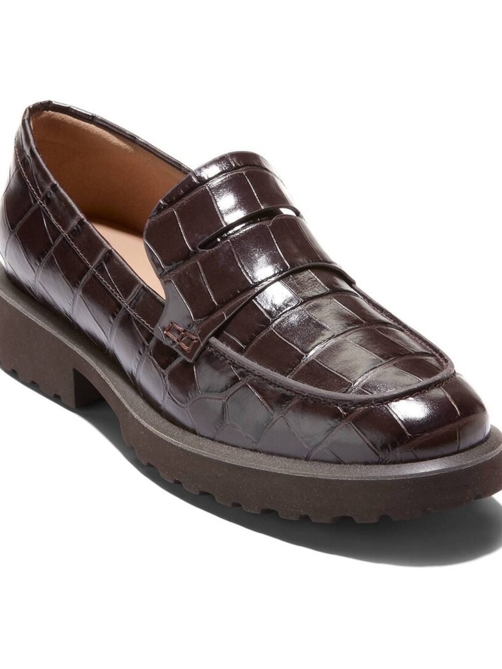 Cole Haan Geneva Leather Loafer Croc Embossed New Without Box